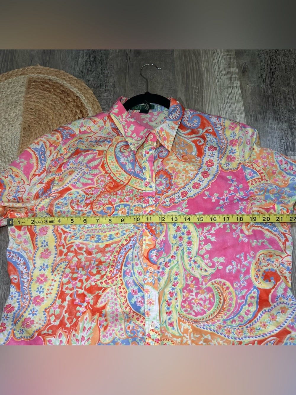 LAUREN RALPH LAUREN Paisley Print Button Down 3/4 Sleeve Womens Shirt - Picture 3 of 7